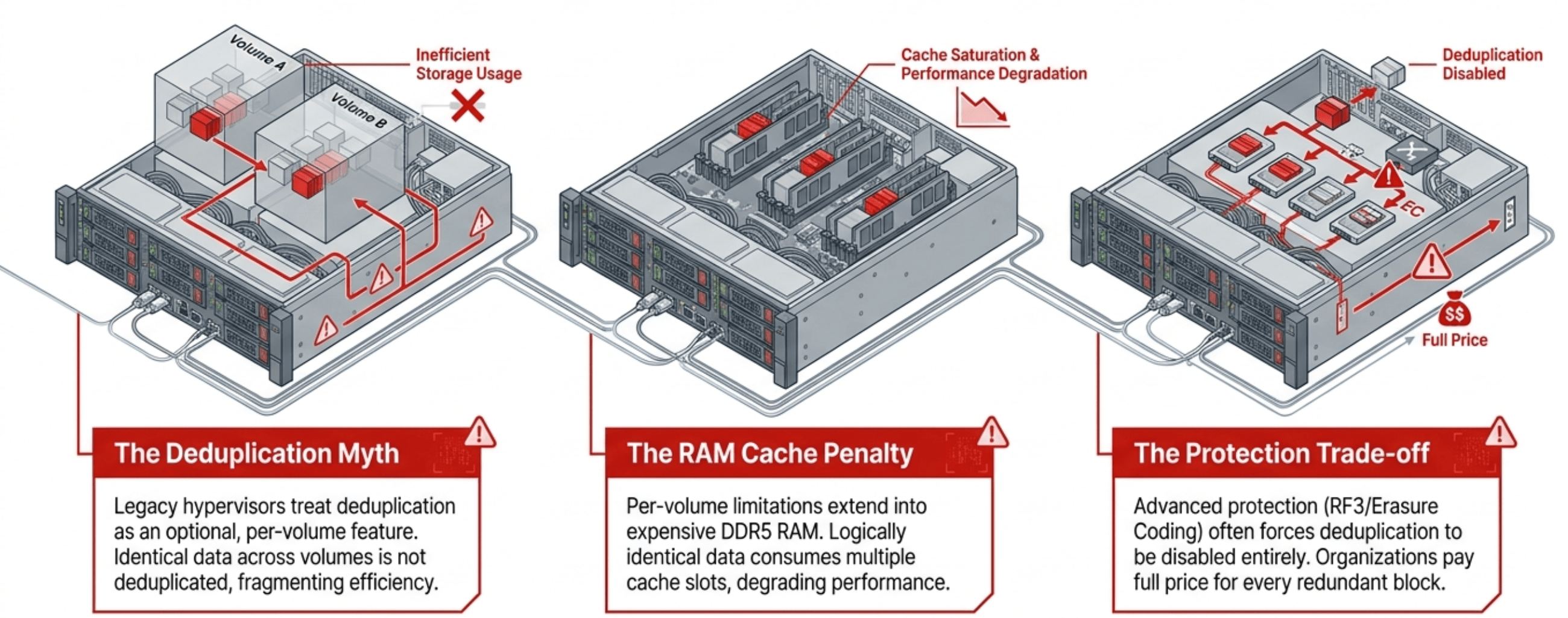 hypervisor deduplication storage tax per-volume cache overhead