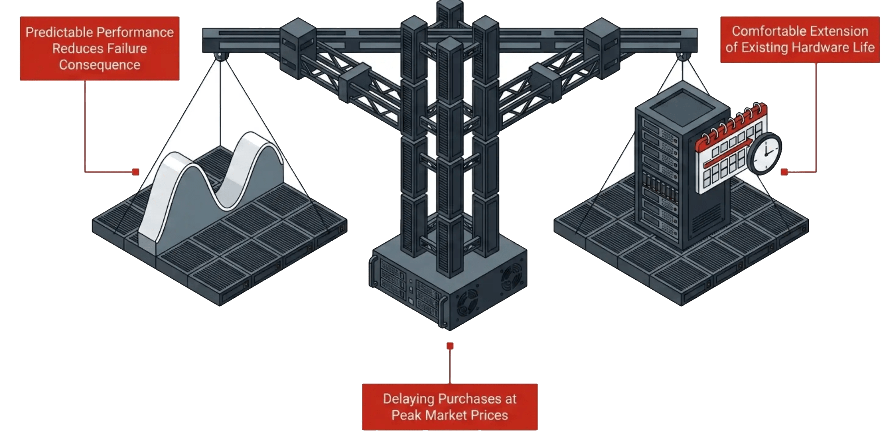 Conceptual illustration of the scale and economics of refurbished enterprise SSD procurement during the AI-driven flash supply crisis
